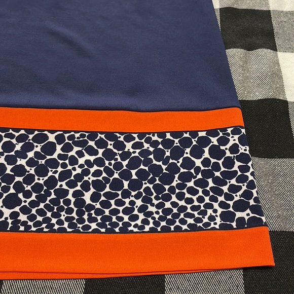 MICHAEL Michael Kors Shift Dress Small Navy Blue Orange White Animal Print - Picture 6 of 8